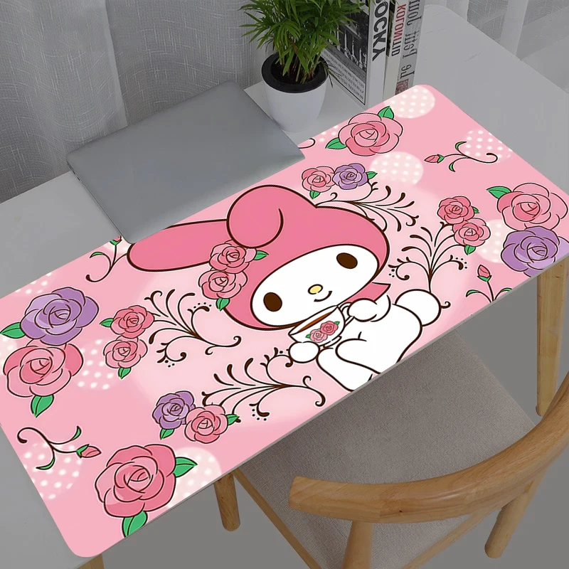 

Большой коврик для мыши XXL Sanrio My Melody, прочный, для ноутбука, ПК, геймеров, с белыми бахромами, резиновый, для стола