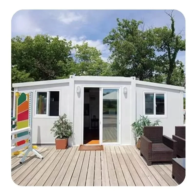 Prefab Dual-Wing Expandable Tiny House Foldable Steel Structure Office Store Outdoor Living Prefab House Mobile House