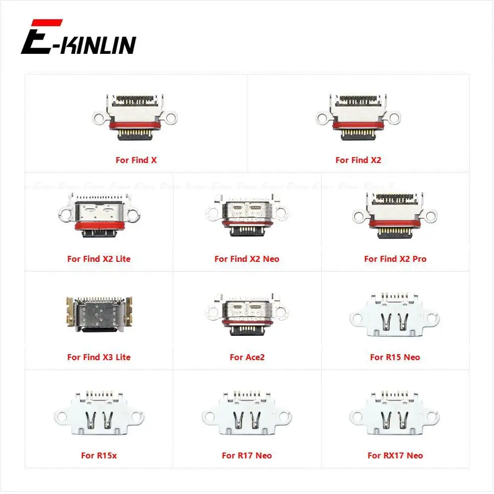 Micro Jack Type-C Charging Connector Plug Port Dock Charge Socket For OPPO Find X X2 X3 Ace2 R15 R15x R17 RX17 Neo Lite Pro