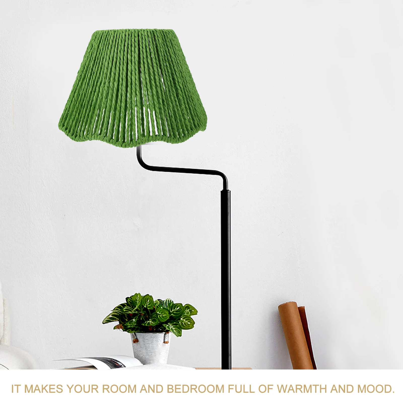 

Paper Rope Woven Lampshade Handmade Iron and Paper String Pendant Light Shade for Restaurant Cafe Decor Warm Eye-Friendly