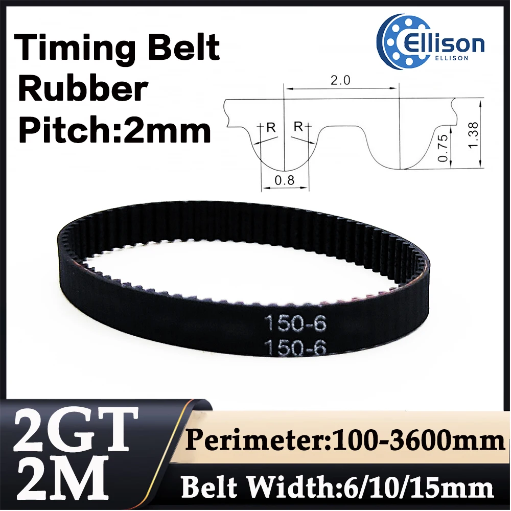 3D printing accessories 2GT2M rubber closed-loop synchronous transmission belt bandwidth 6/10mm belt circumference 100-3600mm