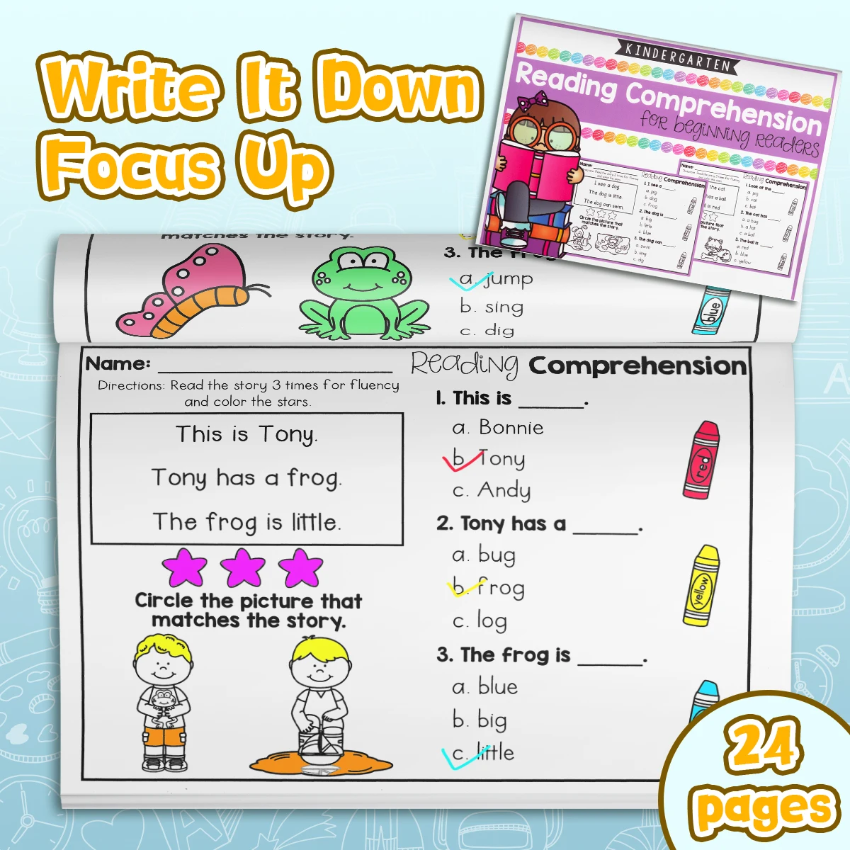 

Reading Comprehension for Beginning Readers, Suitable for Homeschooling and Classrooms, KINDERGARTEN/PREP&GRADE