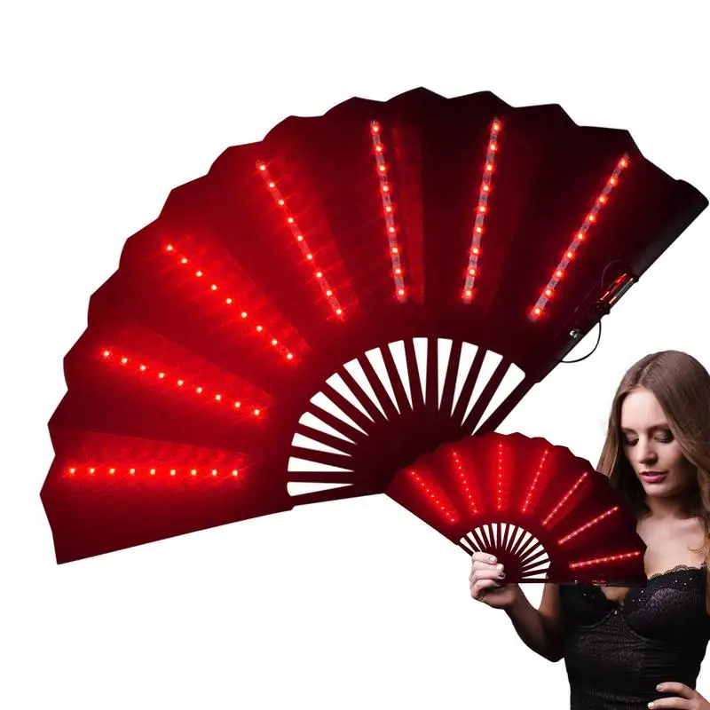 LED Glowing Folding Fan Colorful Fan Night Light Show Dancing Glow Prop Festival Accessories Glow In The Dark Party Supplies