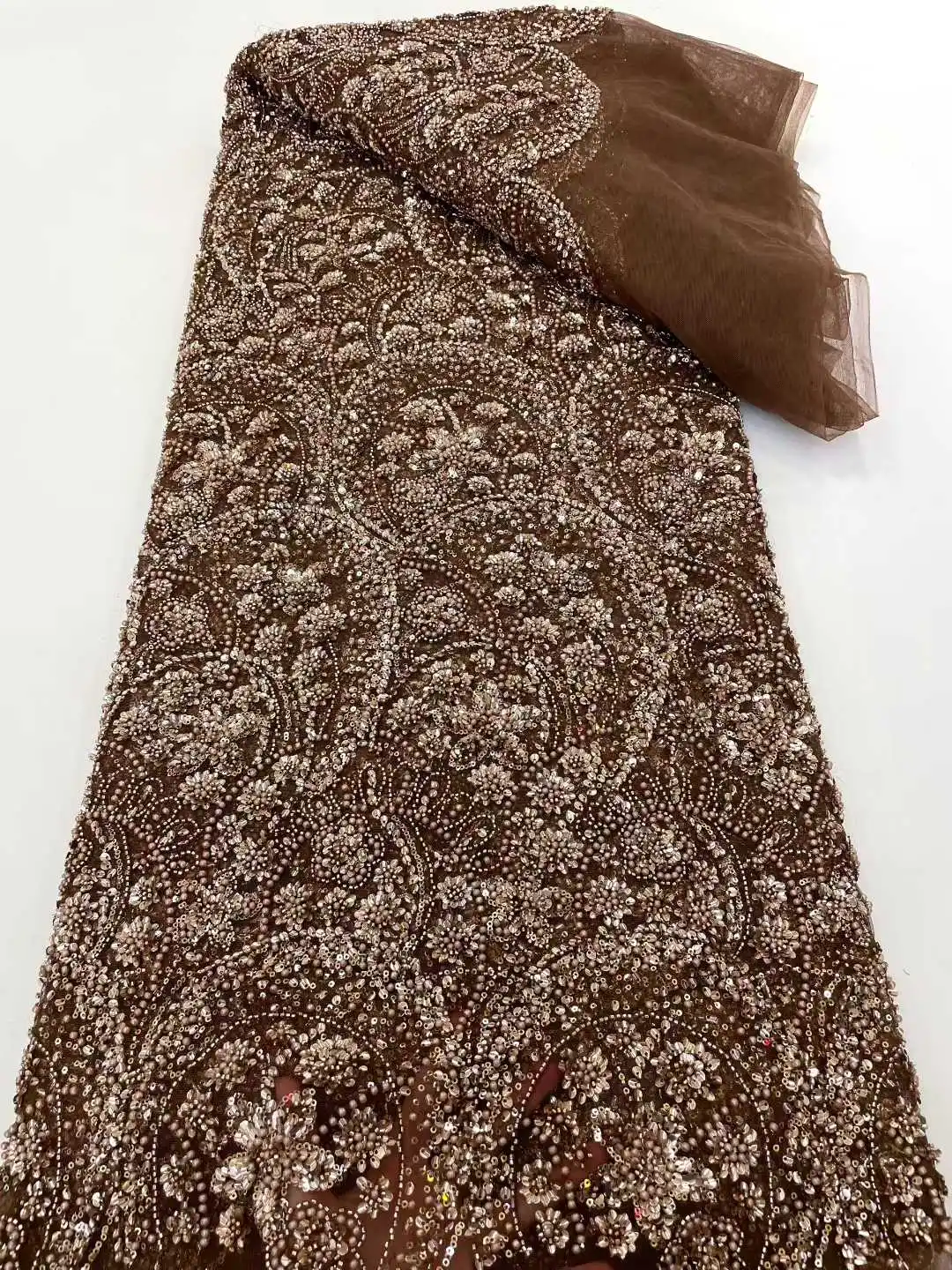 

2025 африканская кружевная ткань с блестками, 5 ярдов, высокое качество, французская нигерийская кружевная ткань для жениха, шитье платья, свадебной вечеринки.