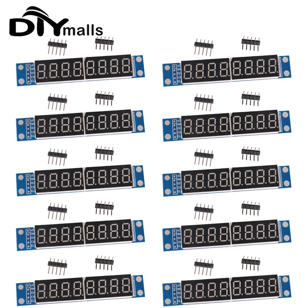 10PCS MAX7219 LED Dot Matrix 8 Digit Digital Tube Display Control Module 5V Microcontroller Serial Driver 7-segment