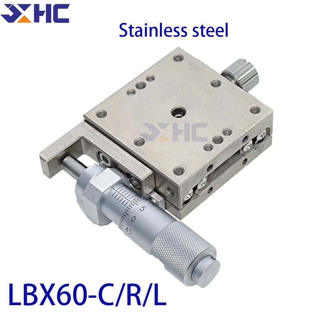 X Axis 60*60mm LBX60-C LBX60-R LBX60-L Stainless Steel Sliding Table Manual Displacement Platform Linear Stage High Precision