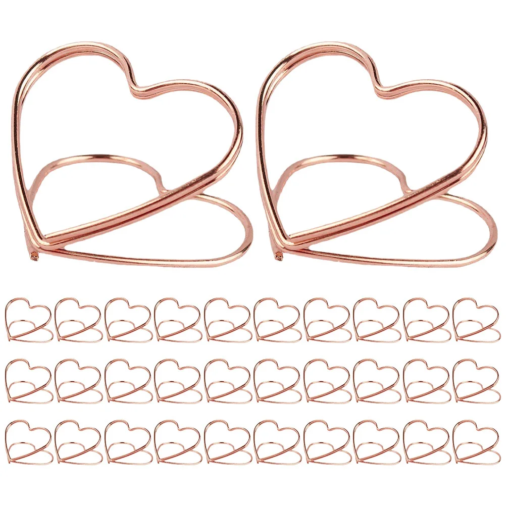 32Pcs Love Shape Message Clip Sturdy Metal Table Number Holder for Photo Note Card Stand Restaurant Wedding Menu Name Place