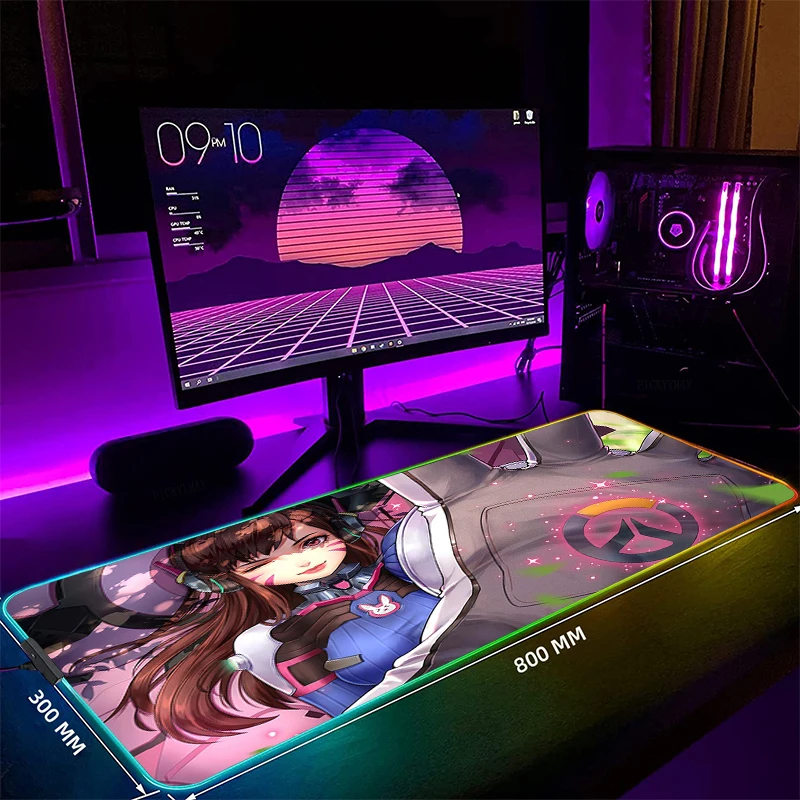 

RGB Gaming Mousepad Overwatch Mouse Mats LED Large Gamer Mousepads XXL Keyboard Pads Luminous Desk Mat Mouse Pad Backlit