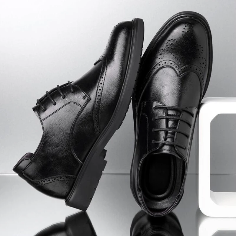 6/8cm Classic Mens Derby Shoes Platform Height Increase Men Dress Shoes Formal Suit Elevator Business Shoes Hot Sale