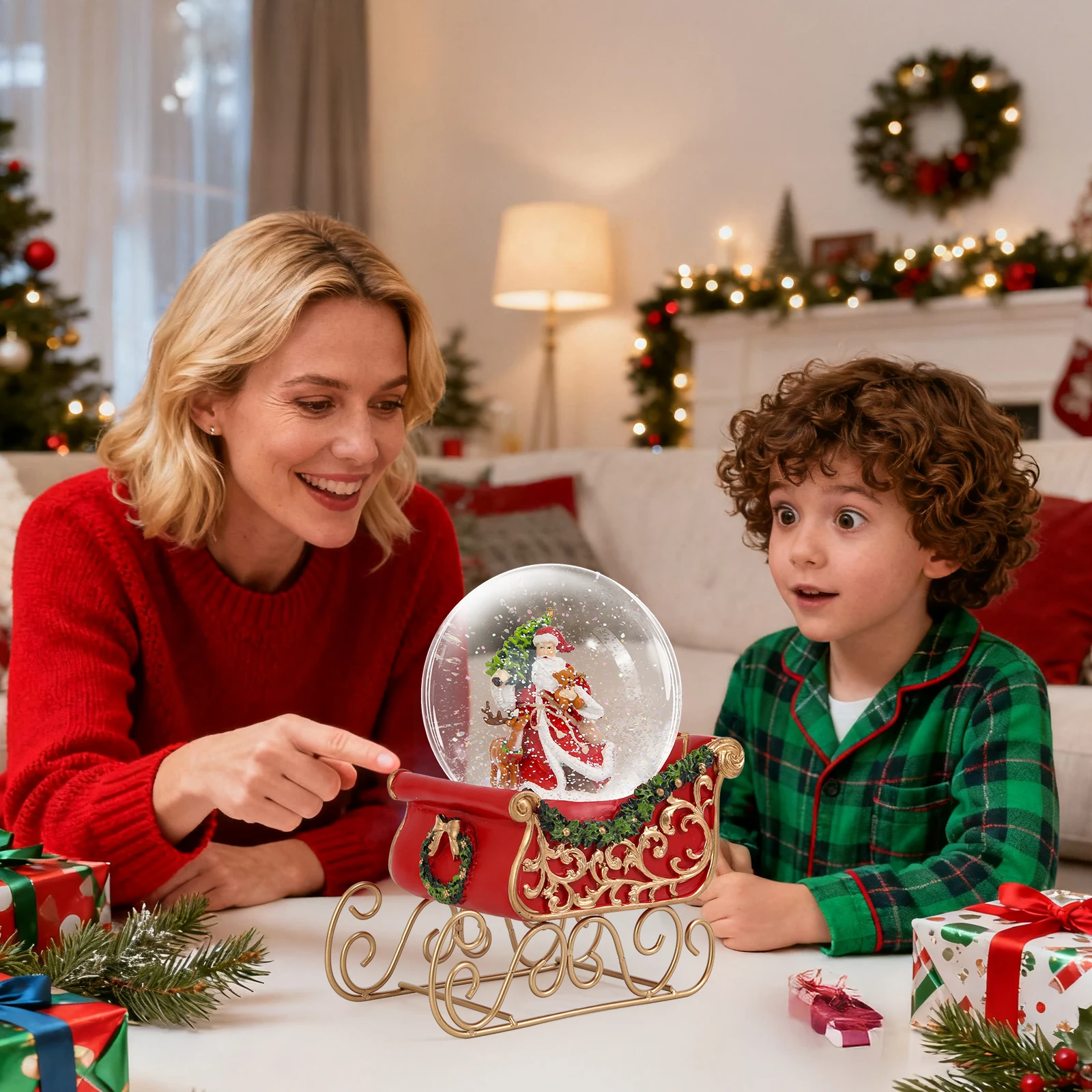 

Snow Globe Decor with Music, LED Lights Christmas Holiday Home Decoration Gift