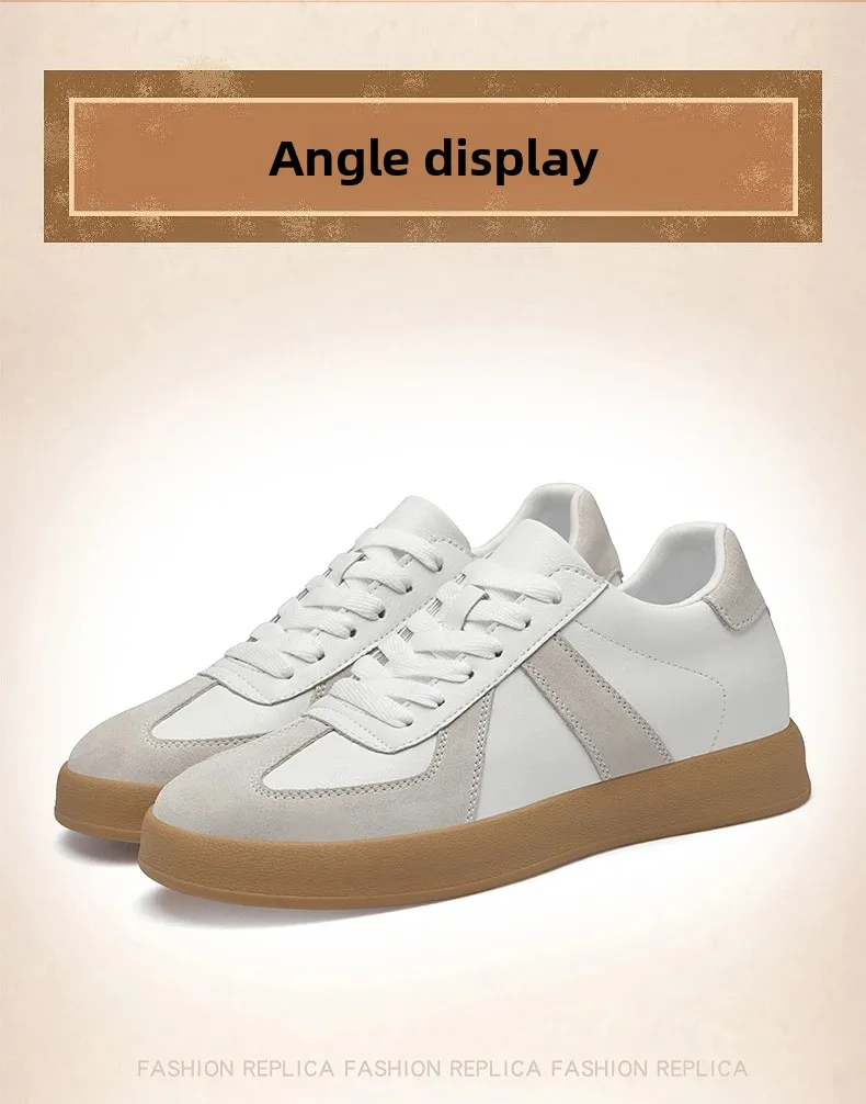 Men's Invisible Height Increasing Shoes 6/8cm German Training Shoes Breathable Genuine Leather Retro Casual Sports Shoes