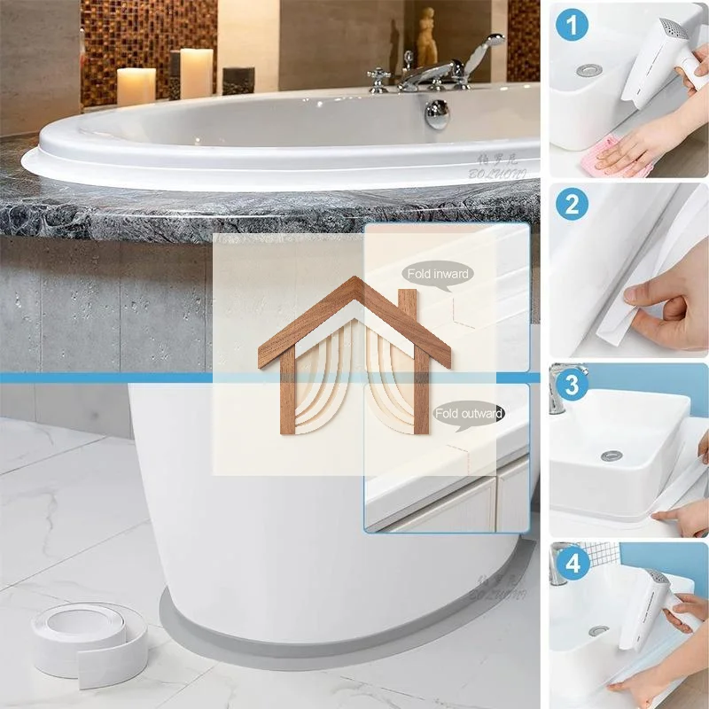 Bathroom Sealing Tape Caulk Tape Self Adhesive Waterproof Toilet Sealing Tape Strip Oil-Proof Kitchen Sink Edge Wall Sticker