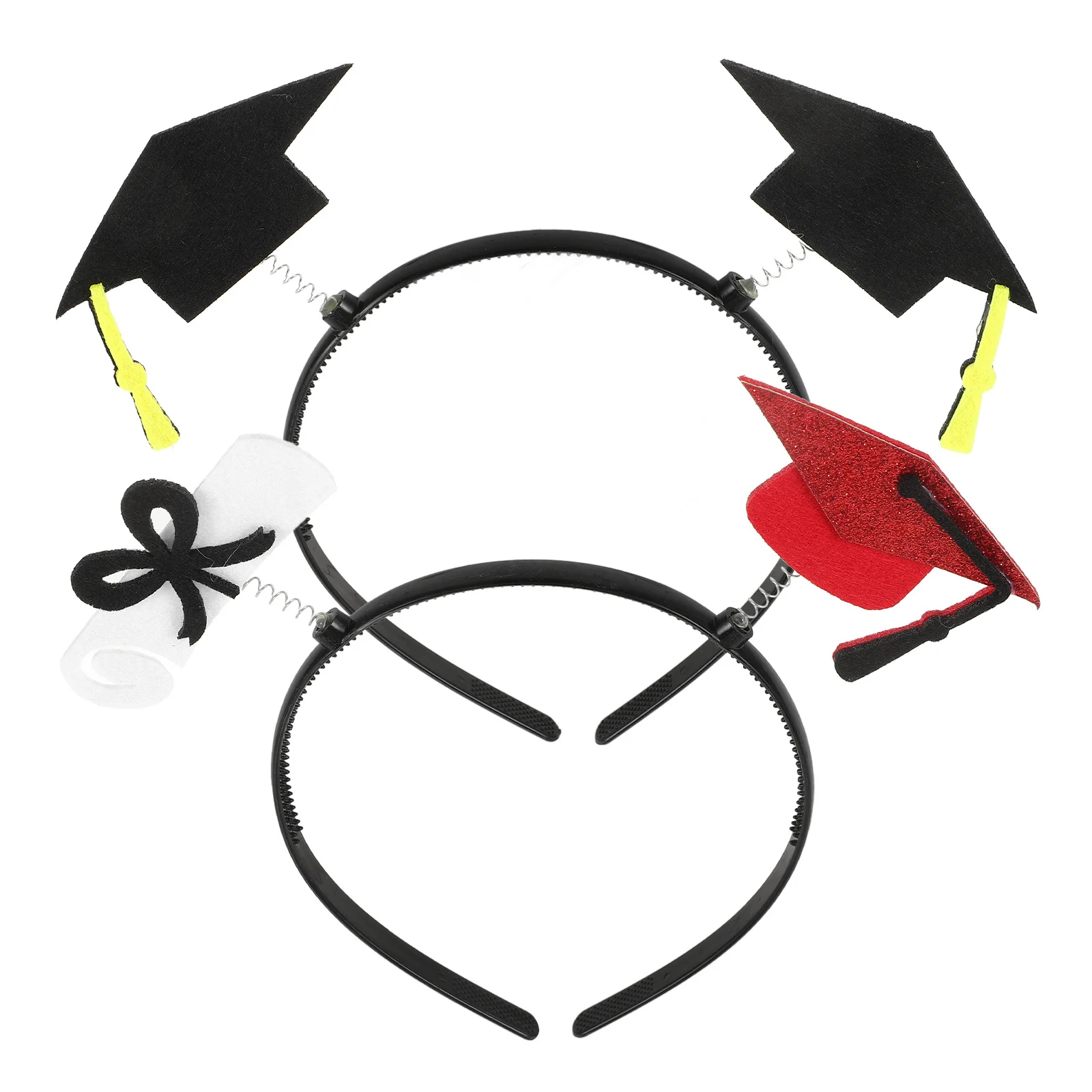 

2Pcs Grad Cap Headband Black Bachelor Cap Hair Hoop for Graduation Day Outfit Photo Props Celebration Party Graduation Hair