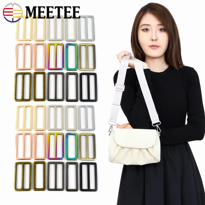 

5/10Pcs 20-50mm Metal Rectangle Buckles Bag Strap Adjuster Clasp Handbag Webbing Tri-Glide Slider Buckle DIY Sewing Accessories