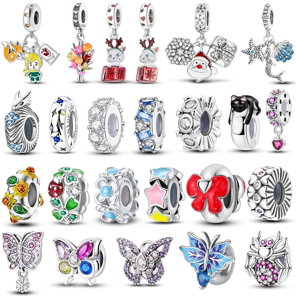 

Силиконовая пробка в форме дракона, 100% стерлинговое серебро 925 пробы, радужный циркон, красочные подвески-бабочки, бусины, подходят для браслетов «сделай сам», ювелирные изделия