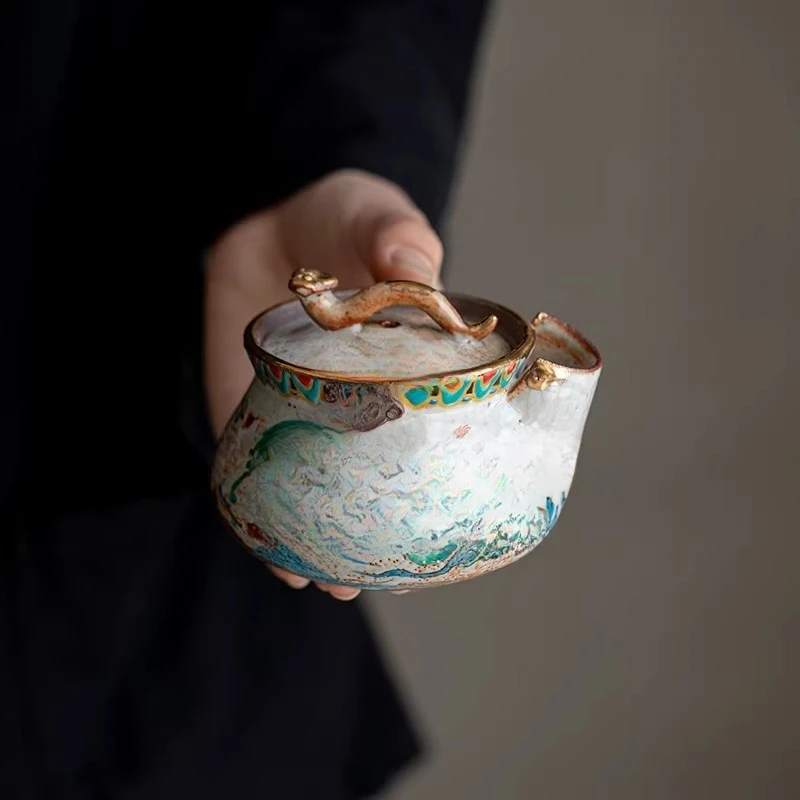 Treasure bottle pot, retro and high-end firewood burning, all handmade hand-grasped teapot Kung Fu tea set