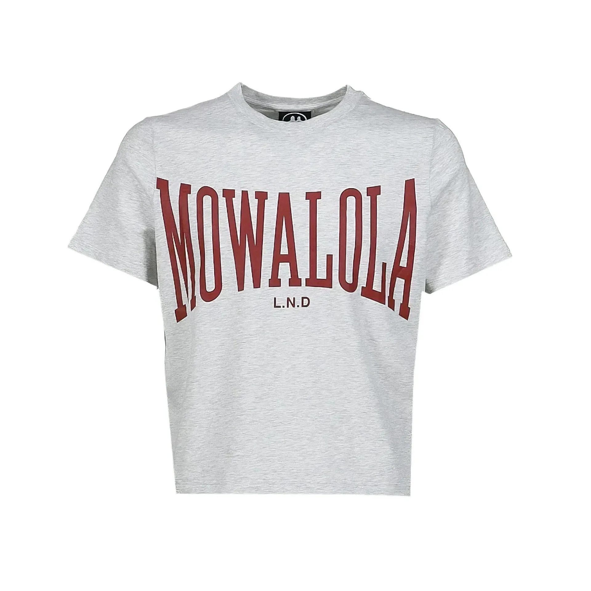 Mowalola Lettered Print Sweatshirt in YVL Style - Grey Fitted Short-Sleeved Base T-Shirt