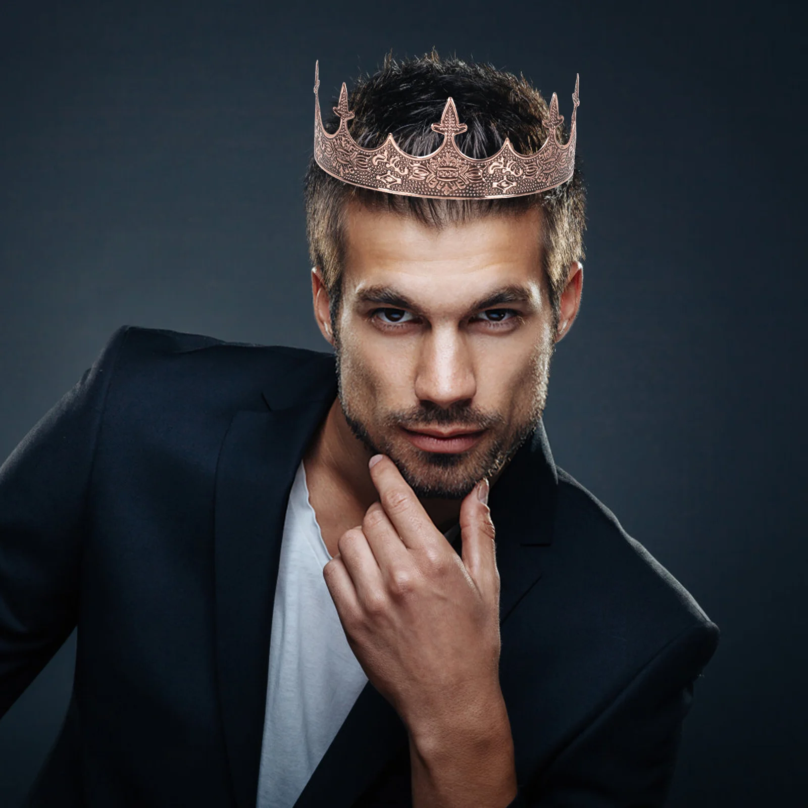 تاج كينج معدني عتيق للرجال أداء حفل زفاف تأثيري عقال ديكور الشعر تاج ديكور أنيق أنيق