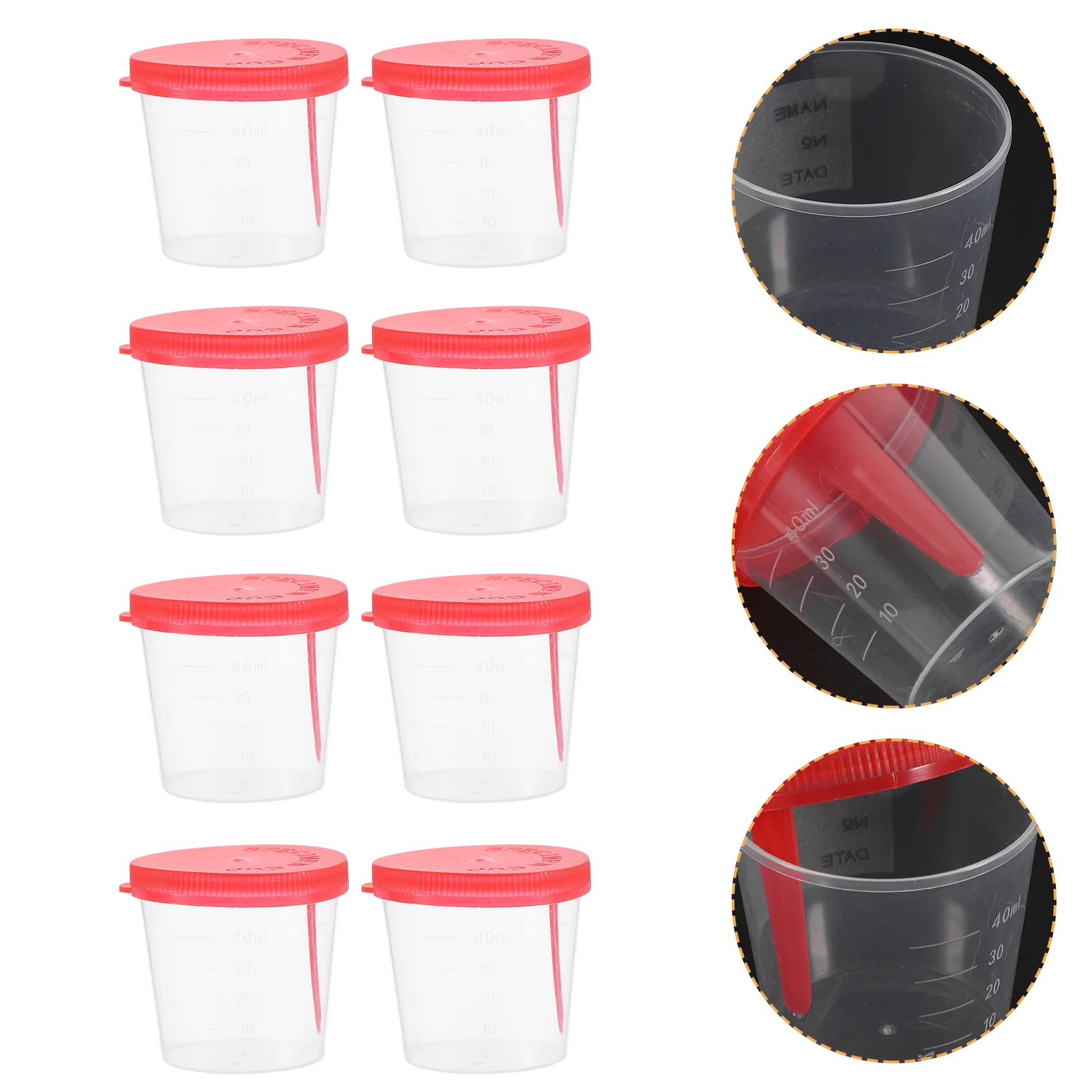 

10pcs Disposable Urine Cups 40ml Measuring Specimen Collection Cups Lids Plastic Sample Containers for Medical Use