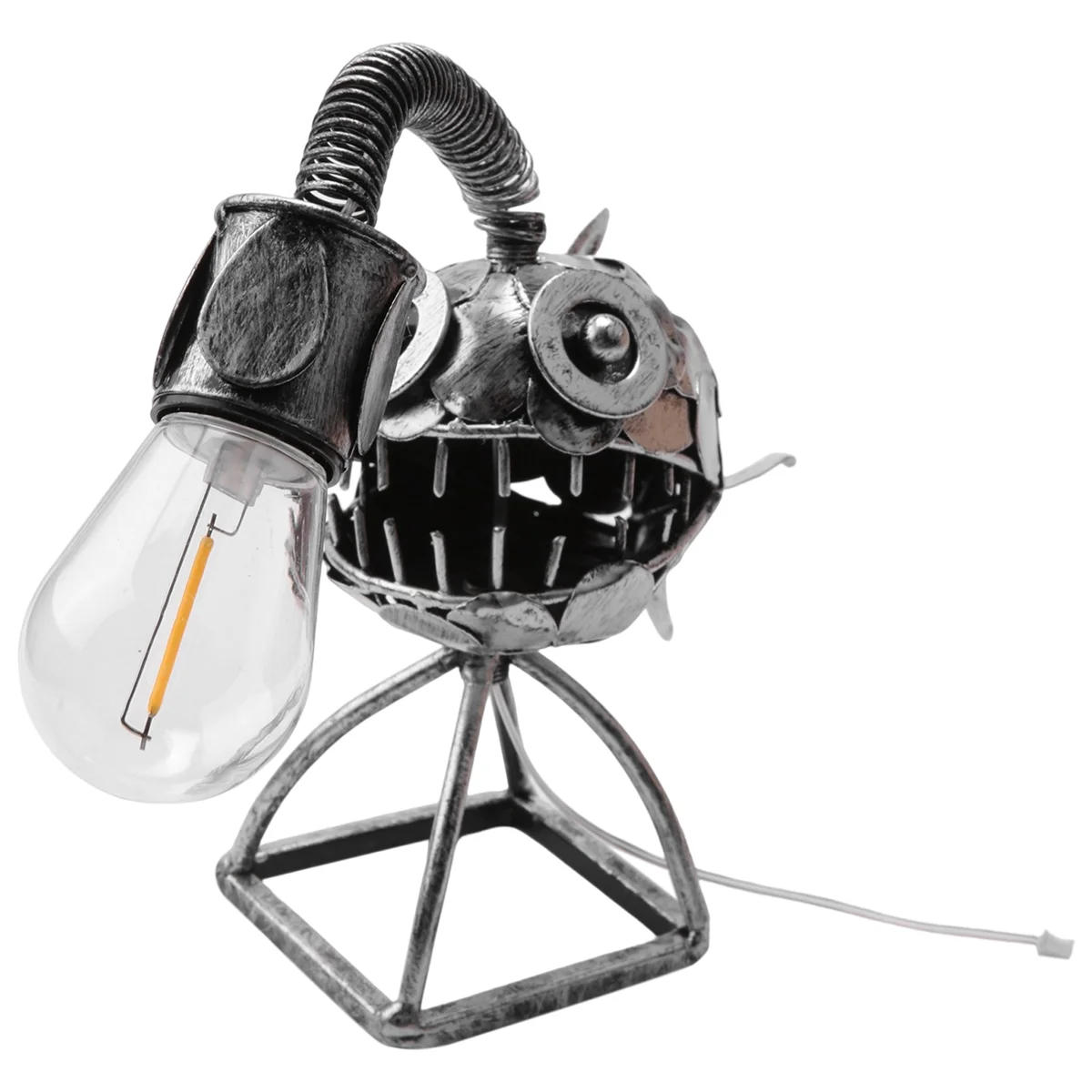 

Angler Fish Lamp USB Rechargeable Desktop Metal Light Handmade Craft Home Living Room Decoration Small