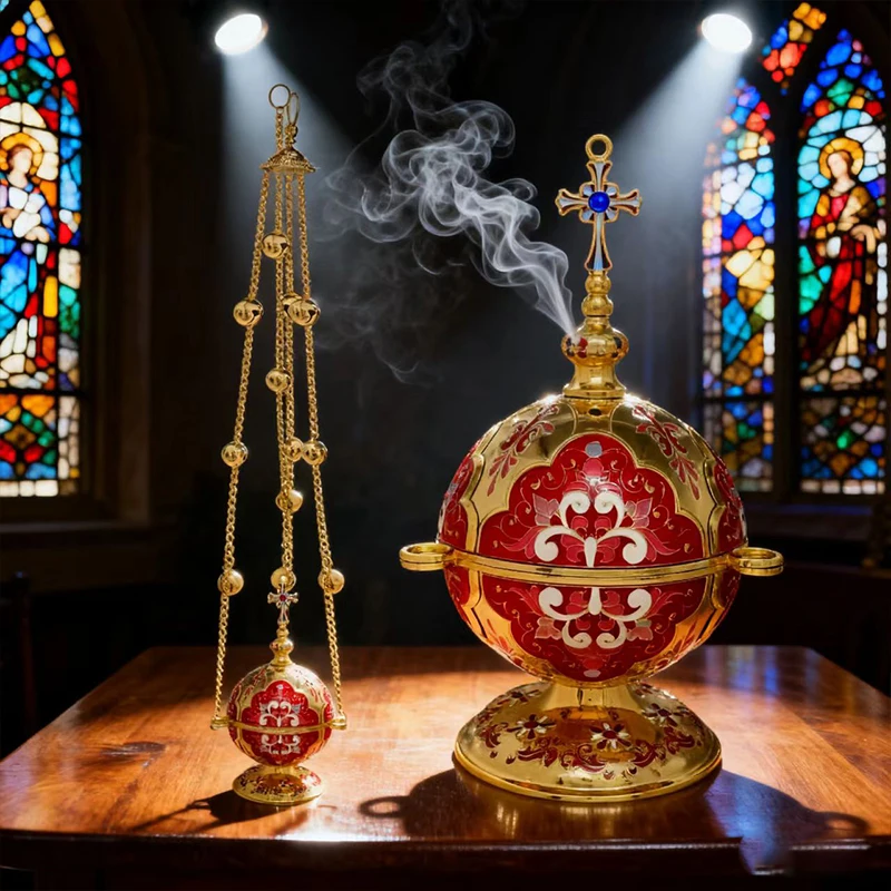 Neu2026Orthodoxes Hängegebetser mit Kette 6,5" Zinklegierung Vergoldeter Gebetser Kirchen-Hängegebetser Dekoration für die Gebetsecke zu Hause – Detail 5