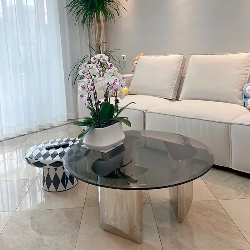 

Nordic Glass Coffee Tables Designer Minimalist Modern Round Coffee Table Fashion Entryways Mesa De Centro De Sala Home Decor