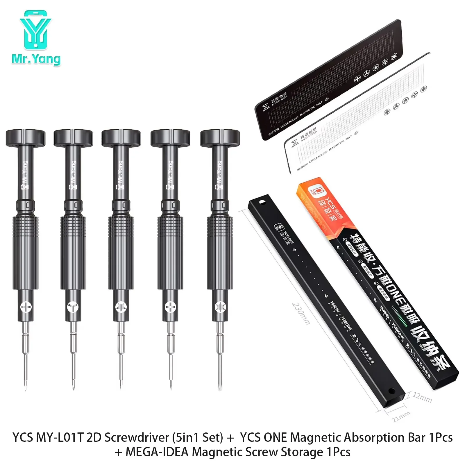YCS Mr.Yang 2D Präzisions-Schraubendreher-Set, Handwerkzeug, starke magnetische Legierung, superharter Bit für die Reparatur und Demontage von Mobiltelefonen und Leiterplatten. – Detail 9