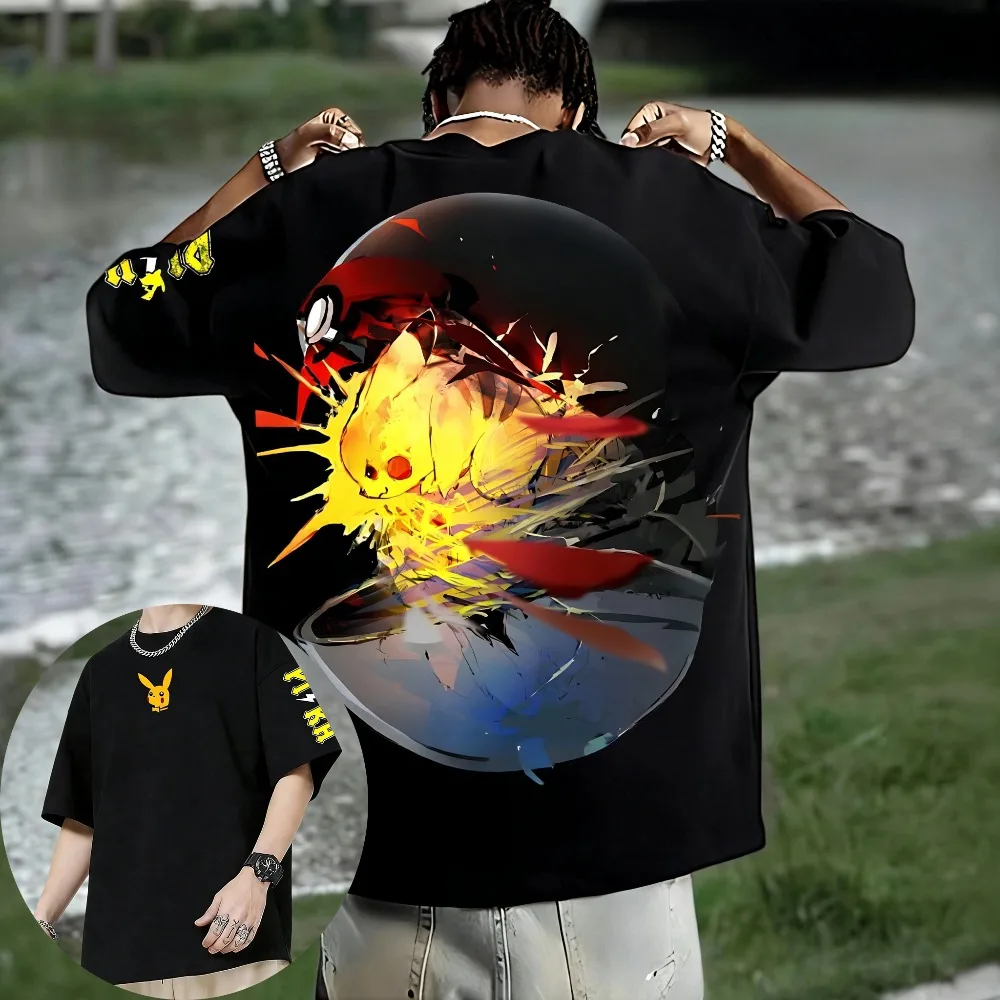 

Oversized Cosplay Costume Pokémon Pikachu 2026 Summer New Arrival Harajuku Anime Print Y2K Hip-Hop Casual Unisex T-Shirt