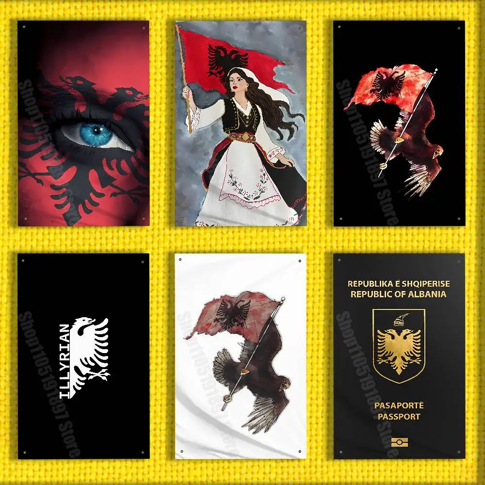 

Illyrian Albania Map Logo Eagle Passport Flag For 150*200cm 60*90cm 60*110cm 80*120cm 100*150cm 50*70cm Outdoor Banner Tapestry