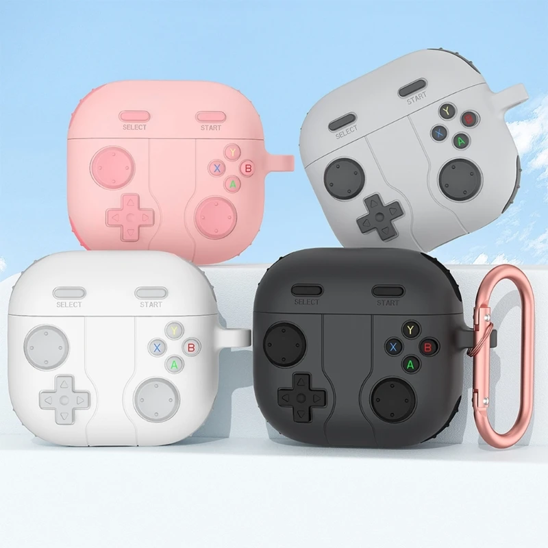 Game Consoles Themed Case for App-le AirPods4 Earbud Sleeve Silicone Skin With AntiLost Carabiner, Drop Protections Holder