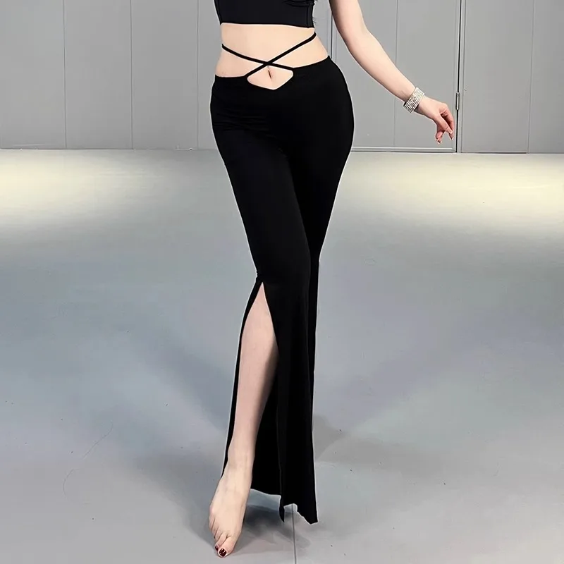 costume di danza del ventre personalizzato latino sexy diviso svasato pantaloni da esercizio dimagranti pantaloni da ballo per spettacoli di danza orientale