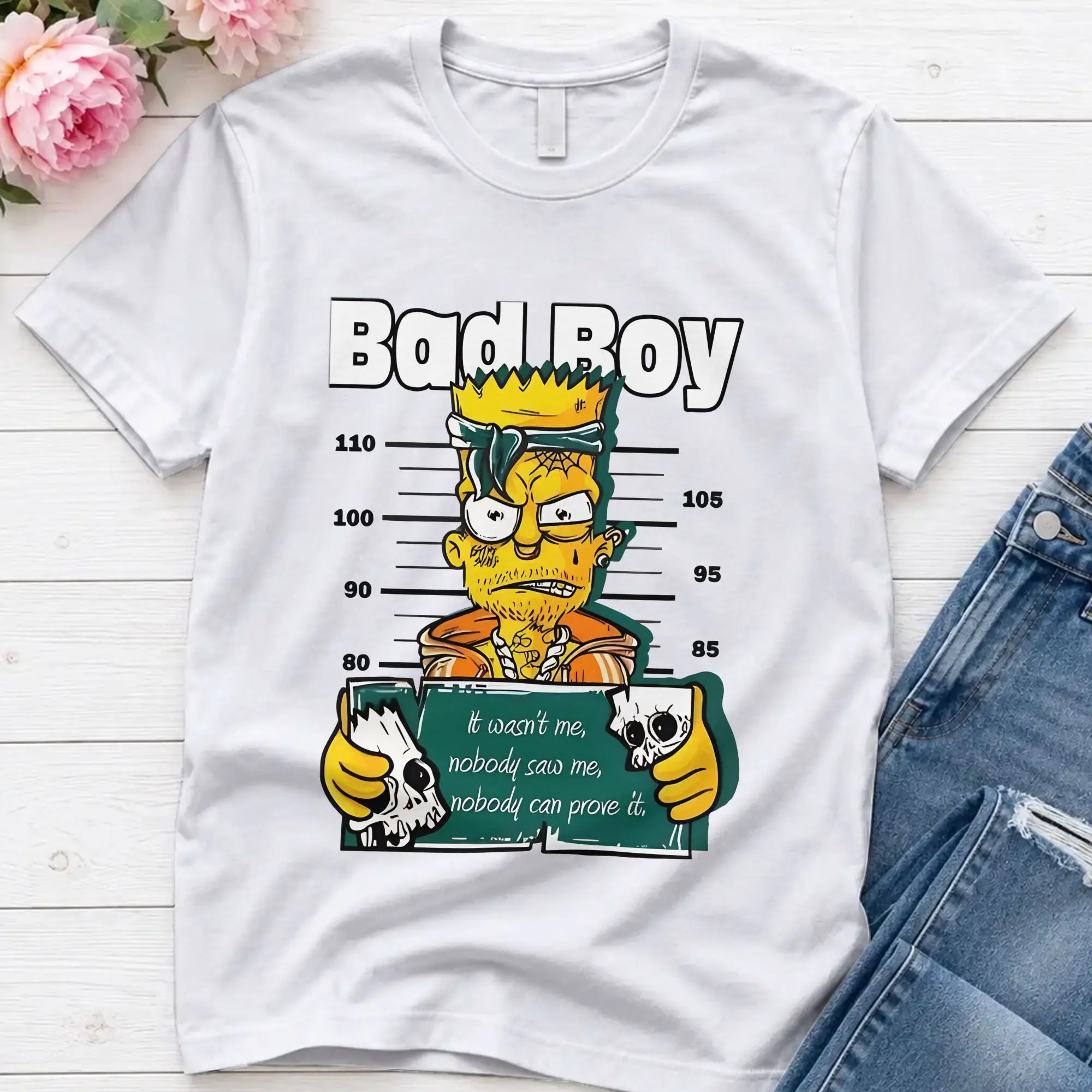 Bad Boy Design  T Shirts Men's  100% Cotton Novelty T-Shirt Crewneck Simpsons Tees Short Sleeve Tops Party
