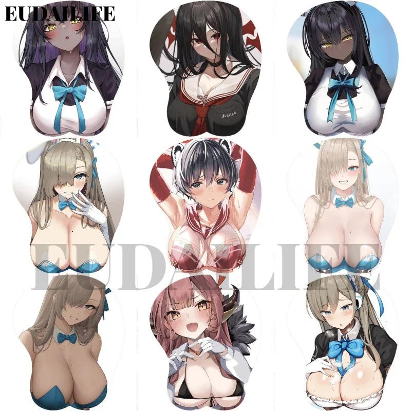 

Asuna Tsubaki 3D коврик для мыши синий архив подставка для запястий коврик для мыши силиконовый Oppai мягкий коврик для мыши офисная работа отаку подарок