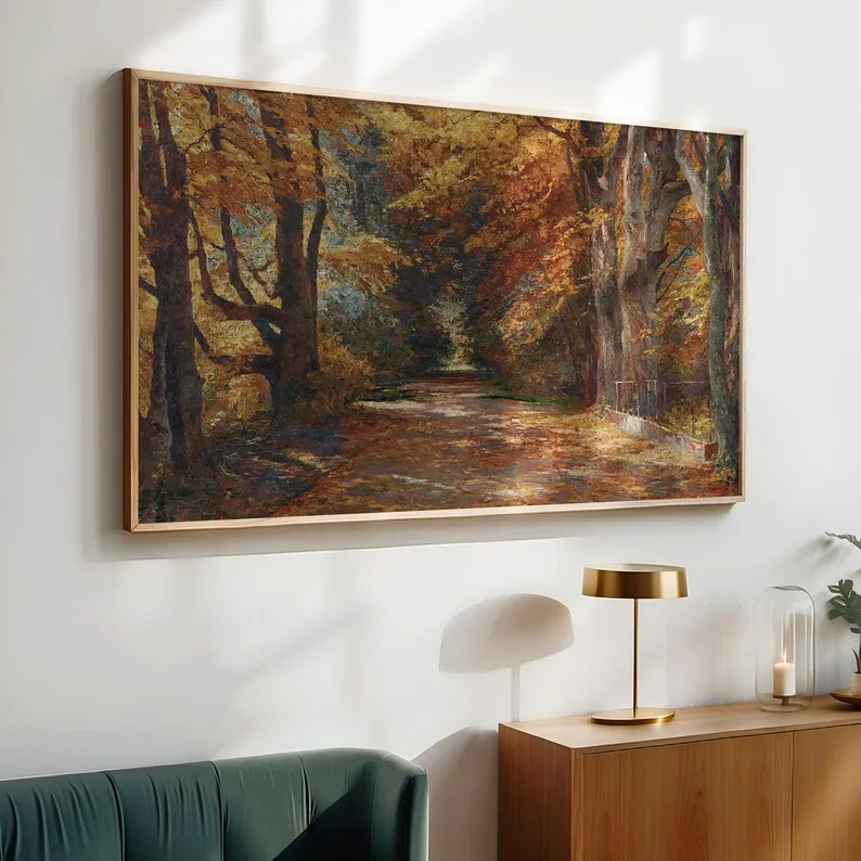 Vintage Autumn Classic Artwork Mountain Lake Nature Landscape Fall View Poster Canvas Painting Wall Pictures Home Interior Decor