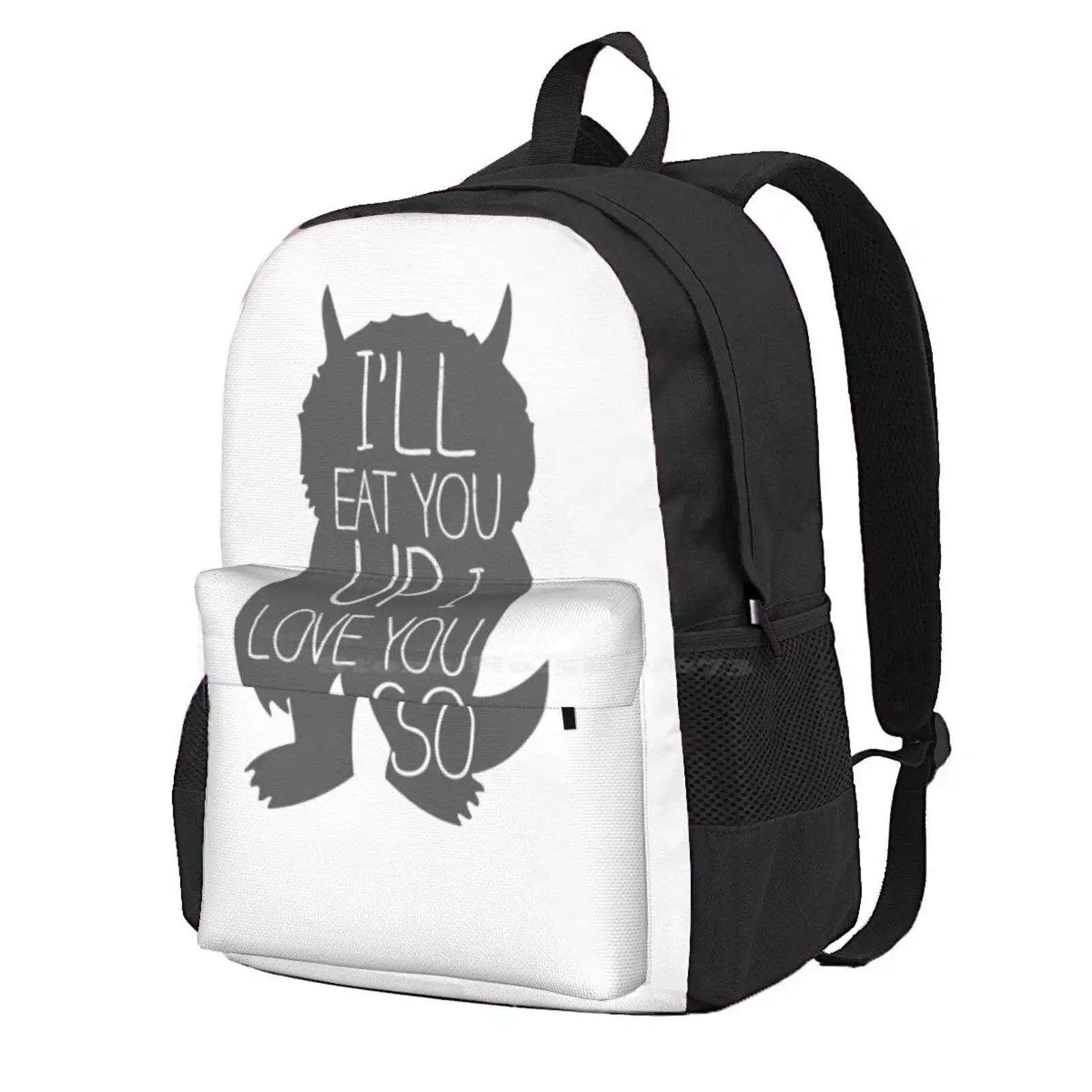 I'Ll Eat You Up I Love You So Hot Sale Schoolbag Backpack Fashion Bags Where The Wild Things Are Love Kids Scandinavian