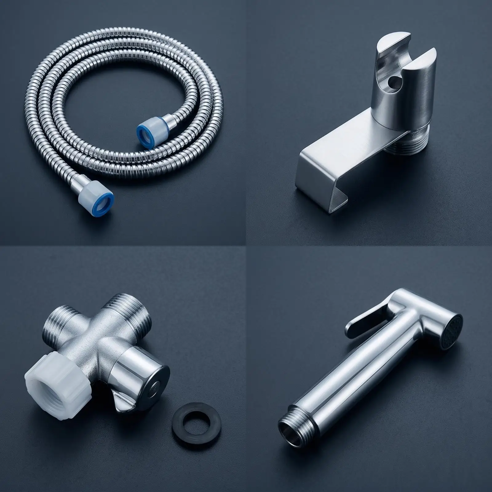 Handheld Bidet Sprayer Stainless Steel Bidet Sprayer with Hose Chrome-Finish Wall-Mounted for Bathroom