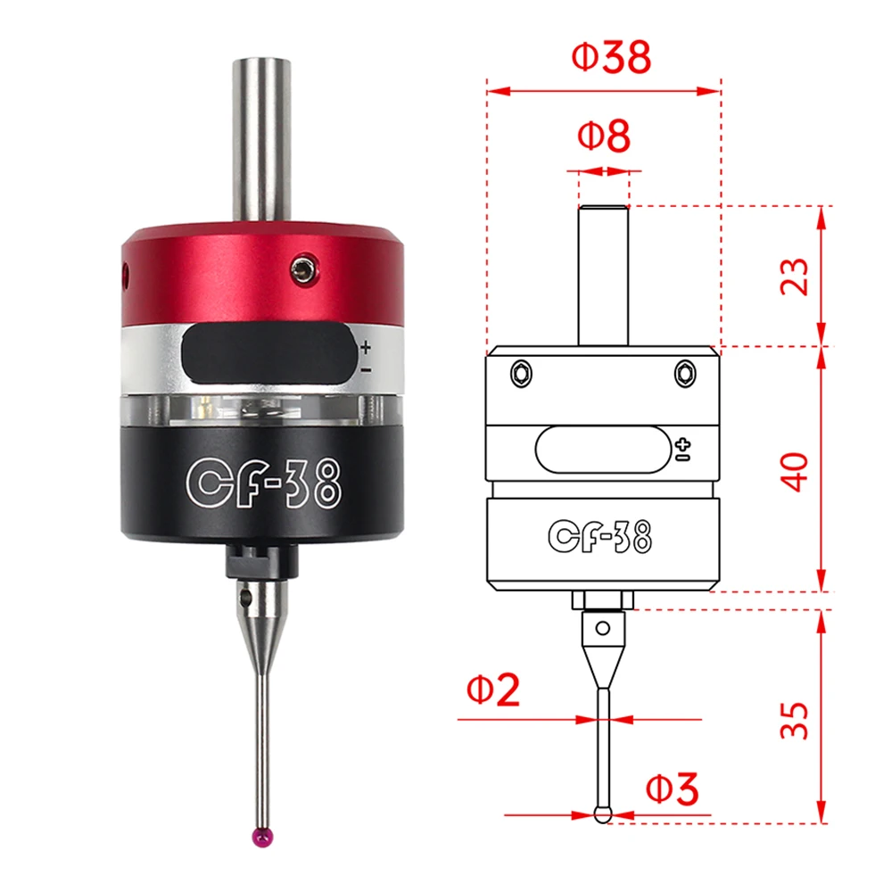 Centro de mecanizado de buscador de bordes 3D, fresadora Cnc, sonda de precisión de tres coordenadas, herramienta de varilla de centrado, CF-38, novedad de 2023