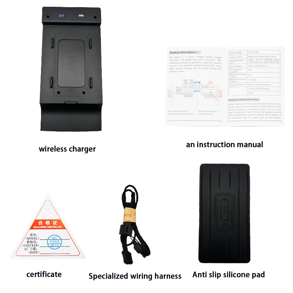 ZhuCamX for Toyota Previa Estima Tarago XR50 2006–2019 Armrest Storage Wireless Mobile Phone Charger QI 18W iPhone Fast Charging