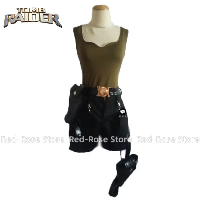 Tomb Raider Lara Croft Cosplay Costume With Bag Halloween Cosplay Costume Wig Shoes Custom Any Size