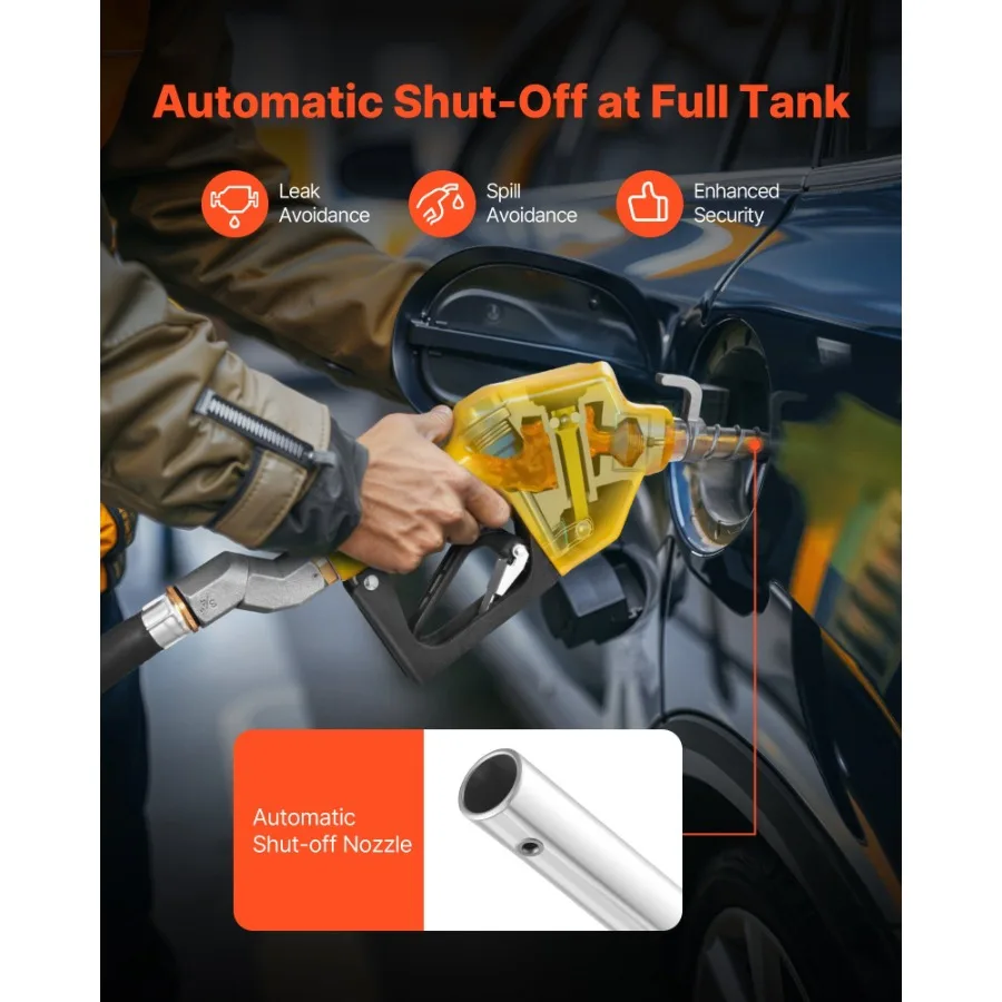 Ugello carburante automatico NPT da 3/4 pollici con portata massima girevole 11,8 GPM Ugello pompa gas diesel con spegnimento automatico con grilletto a 3 velocità L