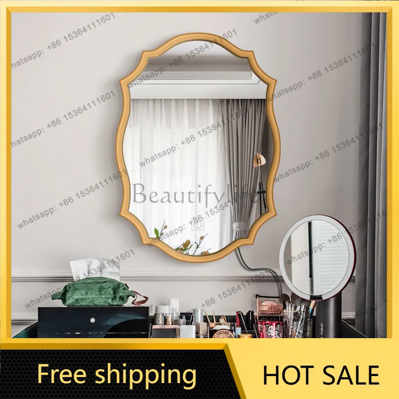 Retro bathroom mirror Wall-mounted special-shaped light luxury bathroom special makeup mirror