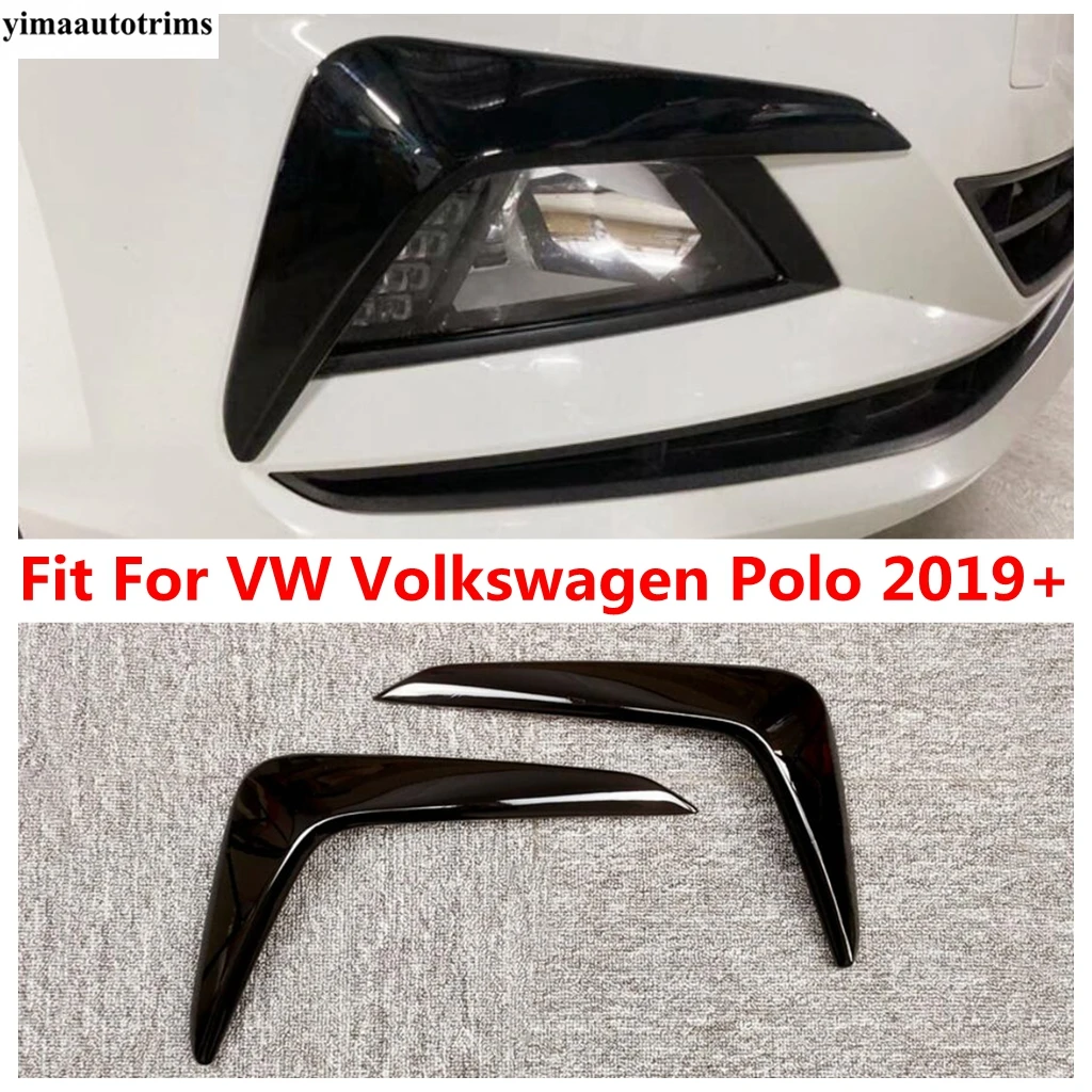 

Black Plastic Front Bumper Fog Light Lamp Eyebrow Cover Trim For VW Volkswagen Polo 2019 - 2023 Foglight Lamp Eyelid Accessories