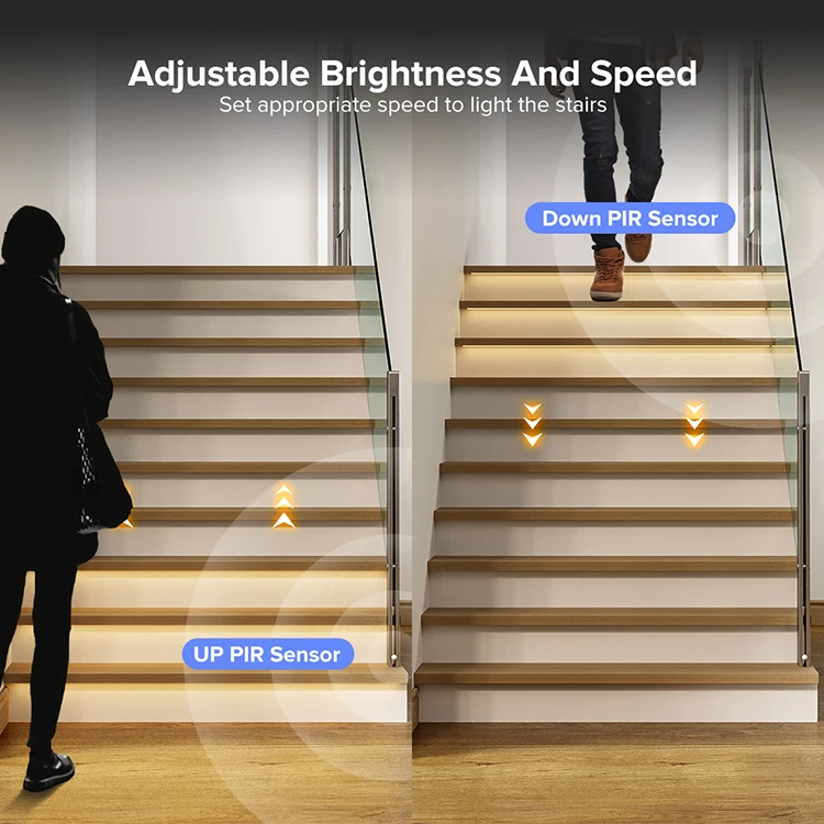 New Trending Products FCOB Single Color Dimmer Indoor Stairway Light PIR Sensor Stair Kit LED Strip Set for Stairs