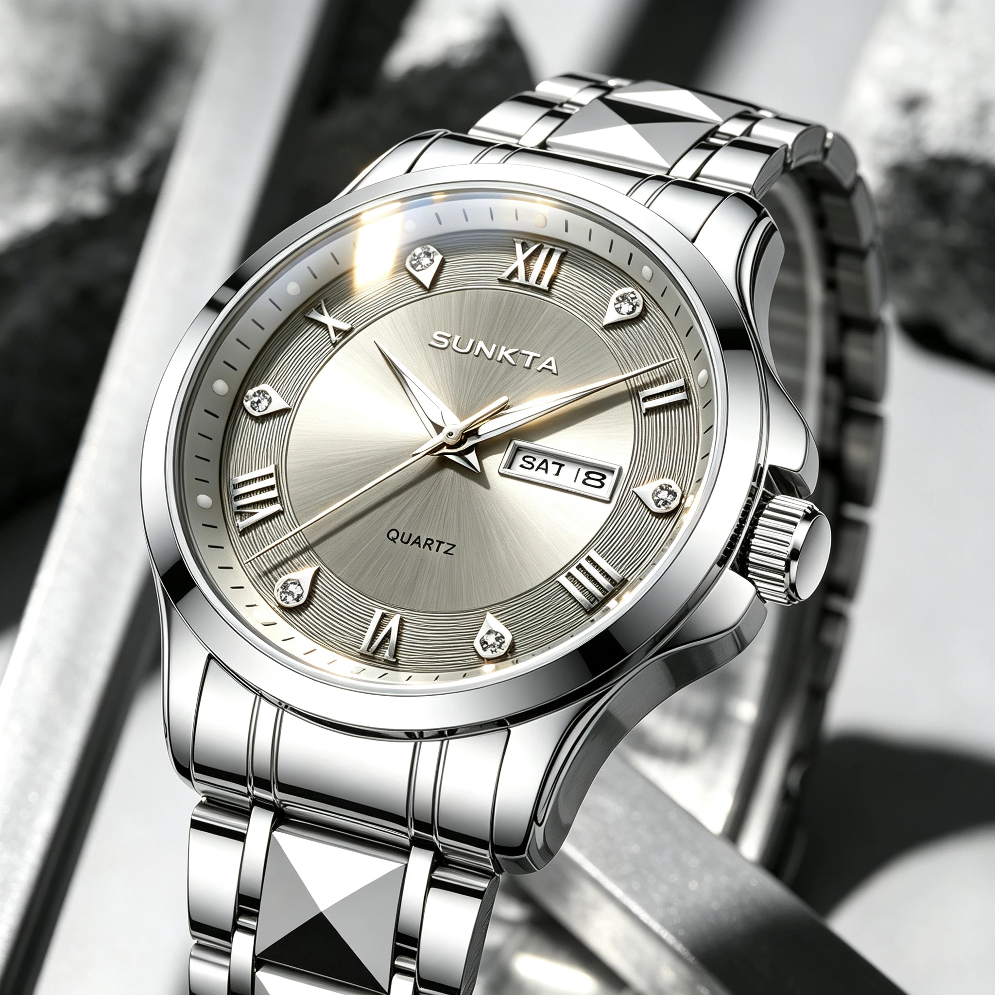 SUNKTA Luxury Men's Watches Business Top Brand Man Wristwatch Waterproof Luminous Date Week Quartz Men's Watch High Quality+Box