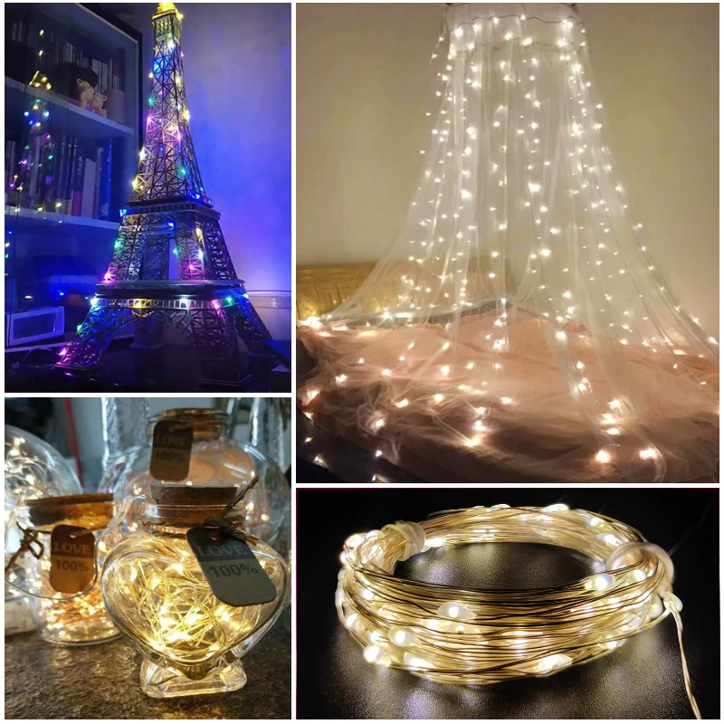 أضواء LED الجنية جارلاند مع جهاز التحكم عن بعد ، قابس USB ، ضوء حفلة عيد الميلاد ، الحلي الزفاف ، غرفة المعيشة ، ديكور السنة الجديدة