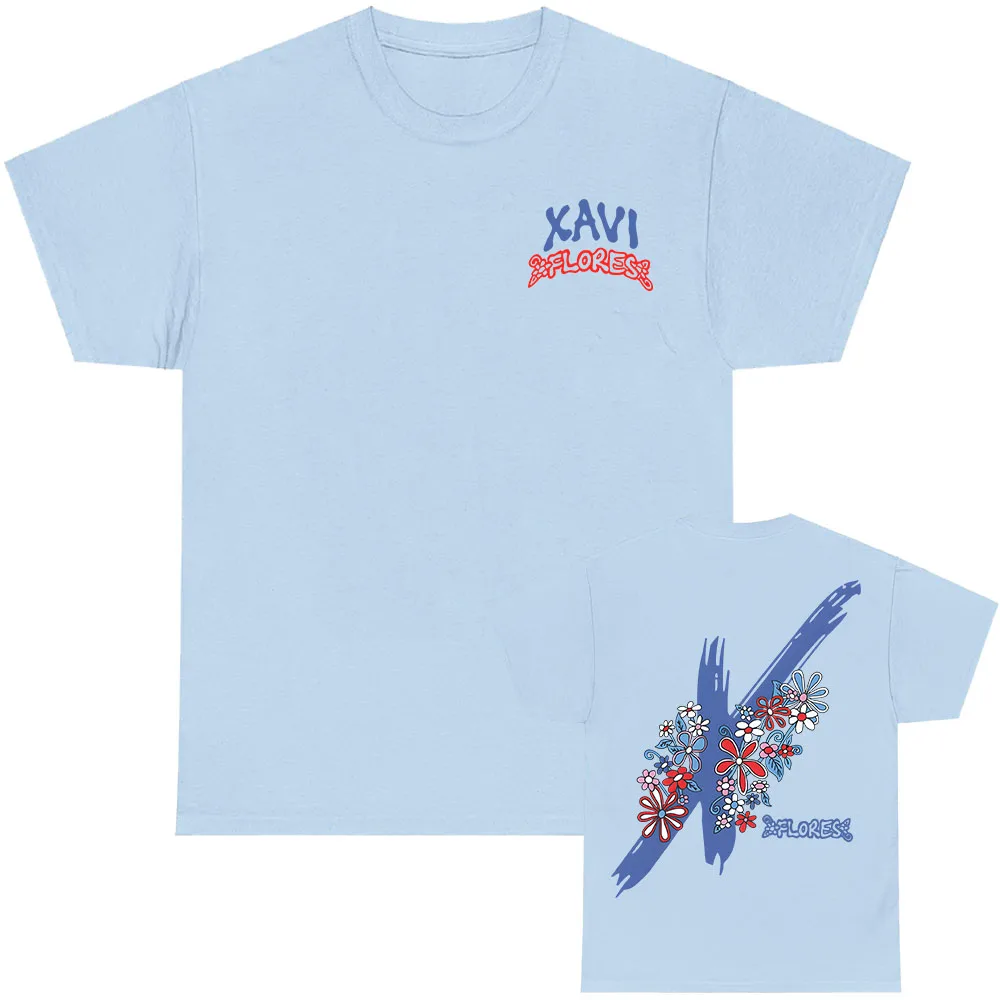 

Xavi FLORES Flower Graphic T-shirt Cotton Fashion Short Sleeve Tshirts Casual Unisex Streetwear Hip Hop Men Women T Shirt Print