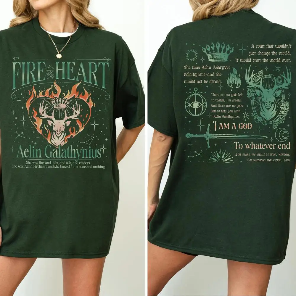

Женская хлопковая футболка трон стеклянная двусторонняя футболка Aelin Galathynius огненное сердце с коротким рукавом SJM книжный свитшот
