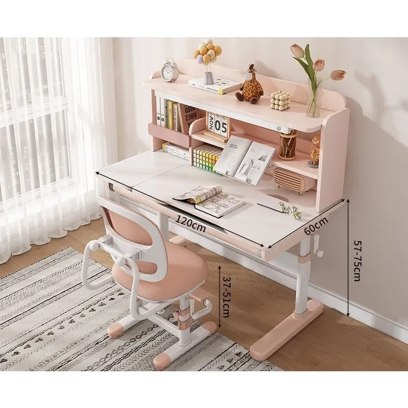 Solid wood children's table Primary school student desk Lifting writing table Household study table and chairs