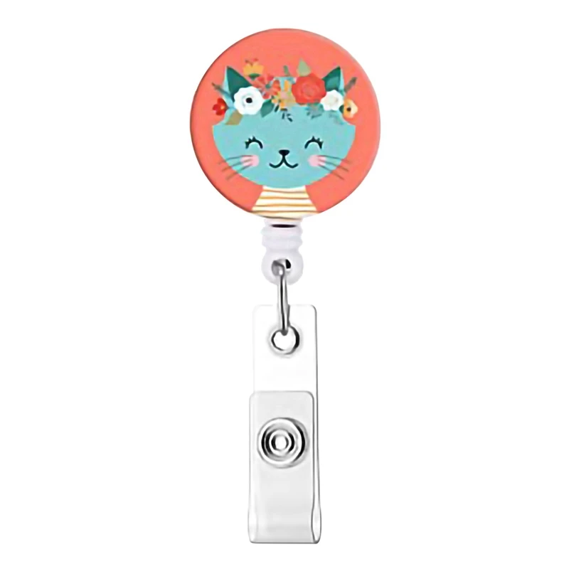 동물 배지 릴, 악어 클립이 있는 개폐식 배지 거치대, 간호사, ID 카드 홀더용 귀여운 배지 클립, 18 개