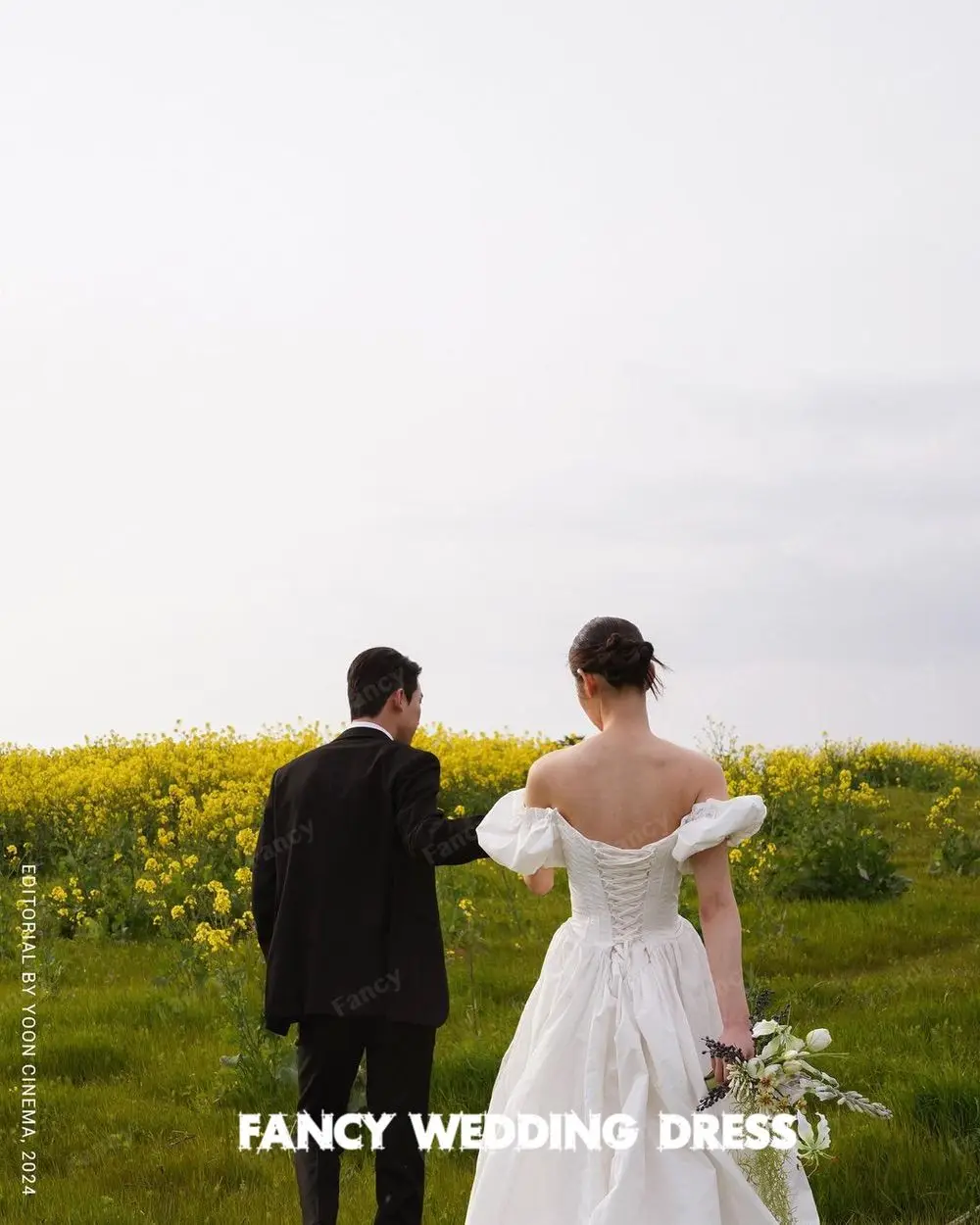 Phantasie Korea aus der Schulter Hochzeits kleid Fotoshooting bodenlangen Taft Brautkleid eine Linie Elfenbeins pezies